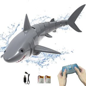 VOLANTEXRC Remote Control Shark Toys for Kids, 1:18 Scale High Simulation RC Shark for Pool, Electric Megalodon Toys with Light&2 Batteries for Boys and Girls Age 6+ (with 2 Batteries)