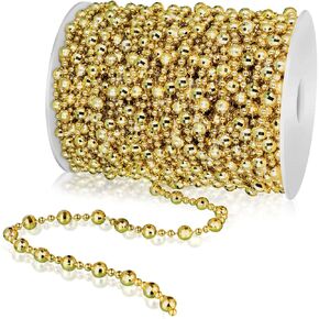 99 Feet Christmas Tree Beads Artificial Pearls Beads Garland Chain Faux Pearl Beaded Trims for Wedding Christmas and Holiday DIY Supplies (Red)