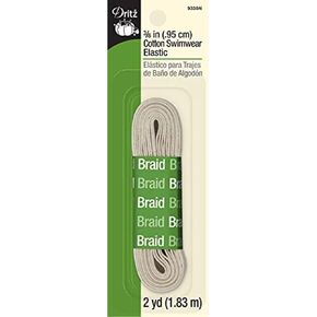 Dritz 9385N Cotton Swimwear Braided Elastic, Natural, 1/4-Inch by 3-Yard