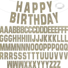 78 Pcs Make Your Own Banner Kits Large Size 6 Inch DIY Glitter Letter Pack Reuse Letters Banner Kit with White Ribbon for Birthday Wedding Shower Party Favor Wedding Wall Decor (Champaign Gold) in Kuwait