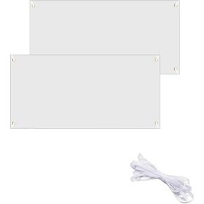 2 Sets 2 x 6 Ft Paintable Polyester Blank Banner, Blank Banner Signs, Blank Polyester Cloth Banner with Hanging Rope for Indoor Outdoor Decor (White)