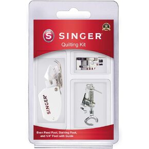 SINGER Quilting Presser Foot Kit | Includes Even Feed Foot, Quarter Inch Foot with Guide & Open Toe Free Motion Foot | Ideal for Precise Quilting & Multiple Layer Sewing | Fits SINGER Sewing Machines in Kuwait