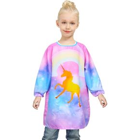 مريلة فنية للأطفال من Fiodrimy Kids Art Smock Unicorn، مريلة طلاء مقاومة للماء للفتيات والأولاد بأكمام طويلة مع جيب للأطفال من سن 8 إلى 12 عامًا، مقاس كبير in Kuwait