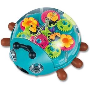 Nenekal Electric Transparent Gear Train Toy with Flashing Lights and Music, 360 Rotation, Battery Operated Bump and Go Car Toddler Toys, Multicolored, for Boys Girls 3+ in Kuwait