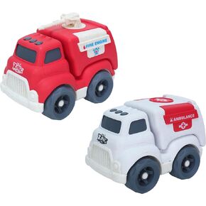 مركبات Zing Plantastic City - عبوة مزدوجة (حجم متوسط) - خلاط أسمنت وشاحنة قلابة - مصنوعة من مادة قش القمح بنسبة 40% - لعبة تظاهر للعب للأعمار من 3 سنوات فما فوق in Kuwait