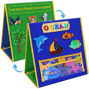 Foldable Felt Board for Toddlers Flannel Board Stories for Preschool Early Learning Interactive Storytelling Double Sided Felt Story Board Reusable Wall Hanging Holiday Gift for Kid (17 * 17)