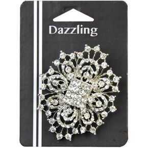 Belagio Enterprises 2-1/2-inch x 3-inch Rhinestone Brooch 1 Piece, Silver/Crystal