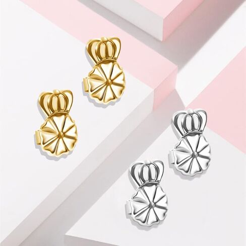FANCY NOVA Earring Lifters Backs, 4 Pairs Secure Earring Backs for Droopy Ears, Hypoallergenic Adjustable Magic Earring Backs Tiara Earring Backs for Heavy Earring (3Gold, 1Silver) in Kuwait