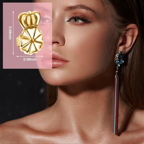 FANCY NOVA Earring Lifters Backs, 4 Pairs Secure Earring Backs for Droopy Ears, Hypoallergenic Adjustable Magic Earring Backs Tiara Earring Backs for Heavy Earring (3Gold, 1Silver) in Kuwait