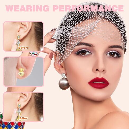 FANCY NOVA Earring Lifters Backs, 4 Pairs Secure Earring Backs for Droopy Ears, Hypoallergenic Adjustable Magic Earring Backs Tiara Earring Backs for Heavy Earring (3Gold, 1Silver) in Kuwait