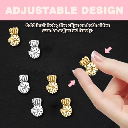 FANCY NOVA Earring Lifters Backs, 4 Pairs Secure Earring Backs for Droopy Ears, Hypoallergenic Adjustable Magic Earring Backs Tiara Earring Backs for Heavy Earring (3Gold, 1Silver) in Kuwait