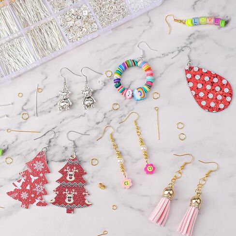 مجموعة مستلزمات صناعة الأقراط المضادة للحساسية 3480 قطعة مع خطافات القرط ودبابيس القرط وحلقات القفز وظهر القرط والأعمدة ونتائج صنع القرط لصنع المجوهرات وإصلاح القرط، هدية للنساء in Kuwait