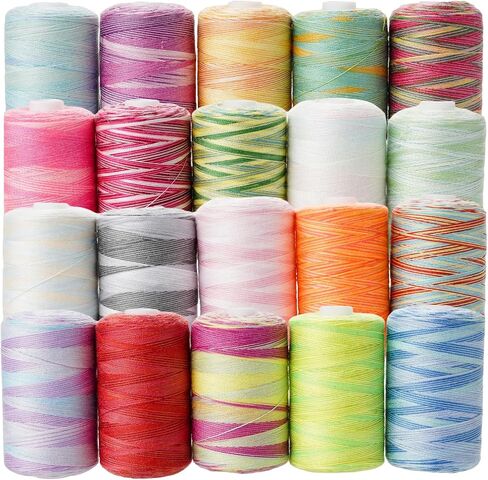 Variegated Polyester Sewing Thread Kit 20 Spools 1000 Yards Each for Hand Sewing,Quilting,Embroidery and Sewing Machine Use in Kuwait