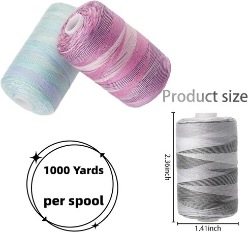 Variegated Polyester Sewing Thread Kit 20 Spools 1000 Yards Each for Hand Sewing,Quilting,Embroidery and Sewing Machine Use in Kuwait