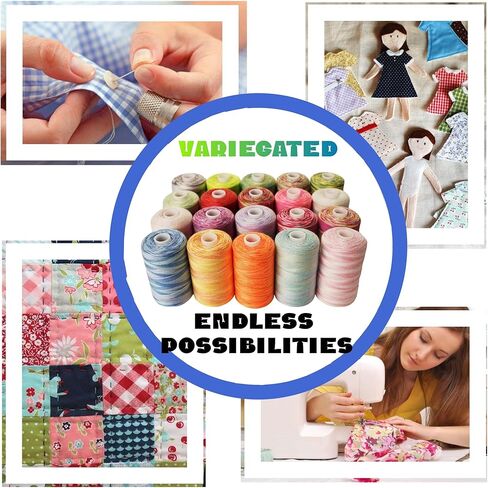 Variegated Polyester Sewing Thread Kit 20 Spools 1000 Yards Each for Hand Sewing,Quilting,Embroidery and Sewing Machine Use in Kuwait