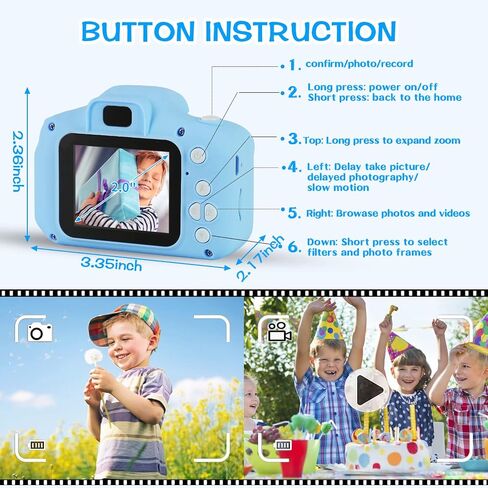 Kids Camera, Toddler Camera Children Digital Camera Toys with 13MP Video Camcorder 32GB SD Card and Camera Case for 3–10 Year Old Boys and Girls in Saudi Arabia
