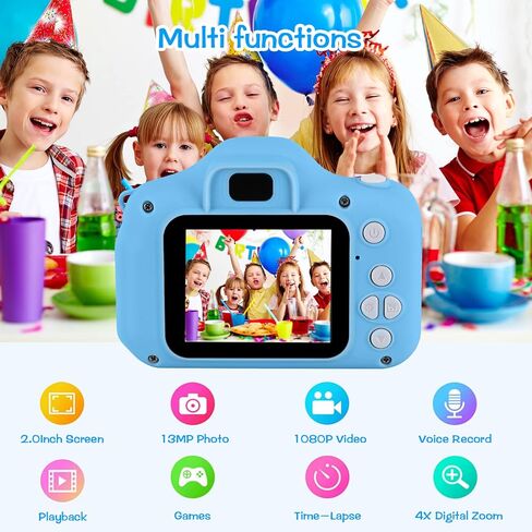 Kids Camera, Toddler Camera Children Digital Camera Toys with 13MP Video Camcorder 32GB SD Card and Camera Case for 3–10 Year Old Boys and Girls in Saudi Arabia
