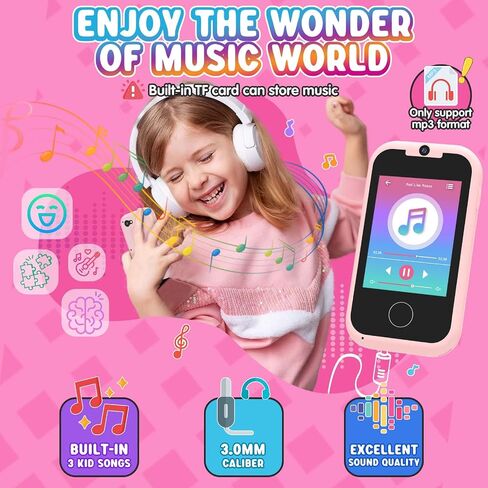 لعبة هاتف ذكية للفتيات من Eltrynic Kids، هاتف ألعاب بشاشة لمس للأطفال الصغار لعمر 3 4 5 6 7 سنوات، هدايا عيد الميلاد للأطفال من سن 3 إلى 7 سنوات، مشغل موسيقى MP3 مع كاميرا مزدوجة (وردي) in Saudi Arabia