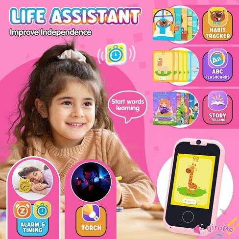 لعبة هاتف ذكية للفتيات من Eltrynic Kids، هاتف ألعاب بشاشة لمس للأطفال الصغار لعمر 3 4 5 6 7 سنوات، هدايا عيد الميلاد للأطفال من سن 3 إلى 7 سنوات، مشغل موسيقى MP3 مع كاميرا مزدوجة (وردي) in Saudi Arabia