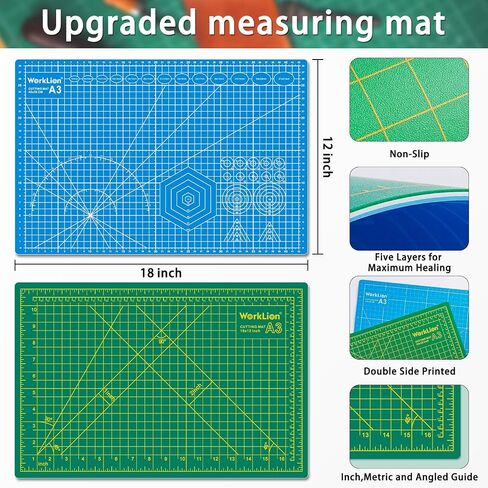 WORKLION 24" x 36" Large Self Healing PVC Cutting Mat, Double Sided, Gridded Rotary Cutting Board for Craft, Fabric, Quilting, Sewing, Scrapbooking - Art Project… in Kuwait