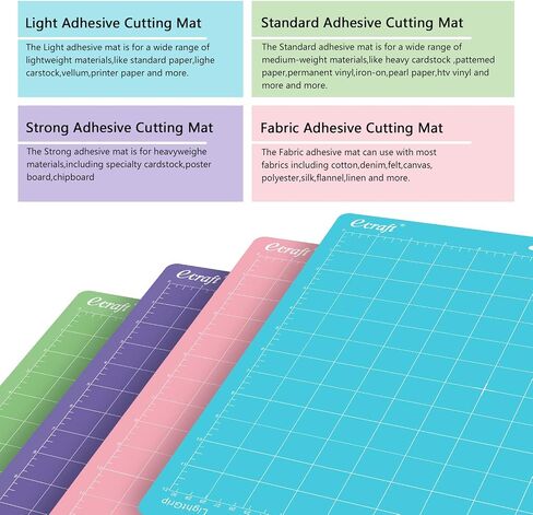 Ecraft 12x24 Cutting Mat 3-Pack (Standard, Light, Strong) Compatible with Cricut Maker 3/4/Maker, Explore 3/4/Air 2/Air/One, Variety Adhesive Sticky Cutting Mats Accessories in Kuwait