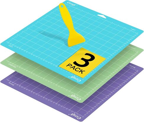 Ecraft 12x24 Cutting Mat 3-Pack (Standard, Light, Strong) Compatible with Cricut Maker 3/4/Maker, Explore 3/4/Air 2/Air/One, Variety Adhesive Sticky Cutting Mats Accessories in Kuwait