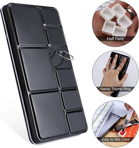 علب لوحة ألوان مائية فارغة من MYARTOOL، علبة طلاء لوحة ألوان مائية معدنية مع لوحة قابلة للطي تحمل 48 نصف مقلاة للوحة ألوان مائية للسفر، لوحة أكريليك in Kuwait