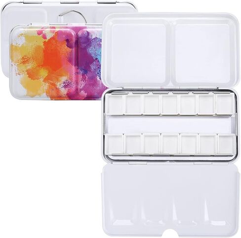 MYARTOOL Empty Watercolor Palette Tins, Metal Watercolor Tin Palette Paint Case with Fold-Out Palette Holds 48 Half Pans for DIY Watercolor Travel Palette, Acrylic Painting in Kuwait