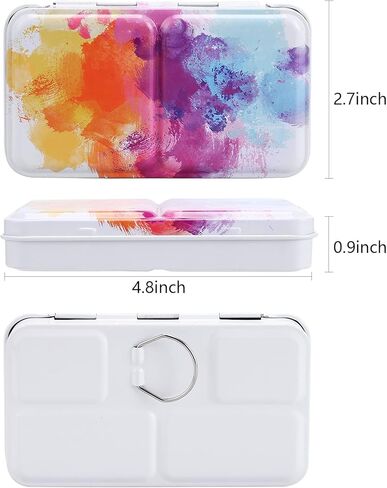 MYARTOOL Empty Watercolor Palette Tins, Metal Watercolor Tin Palette Paint Case with Fold-Out Palette Holds 48 Half Pans for DIY Watercolor Travel Palette, Acrylic Painting in Kuwait