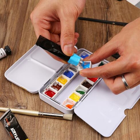 MYARTOOL Empty Watercolor Palette Tins, Metal Watercolor Tin Palette Paint Case with Fold-Out Palette Holds 48 Half Pans for DIY Watercolor Travel Palette, Acrylic Painting in Kuwait