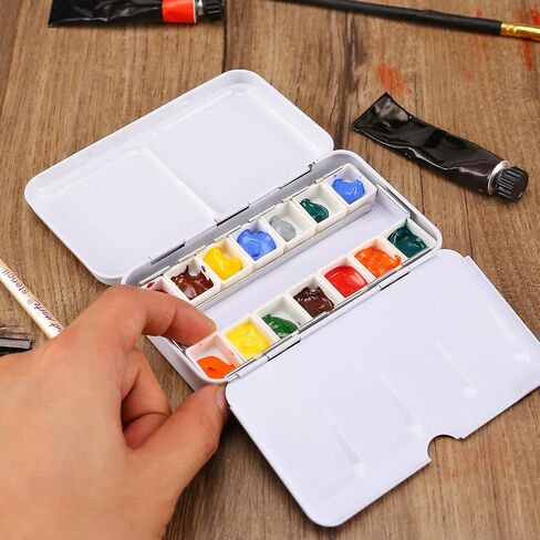 MYARTOOL Empty Watercolor Palette Tins, Metal Watercolor Tin Palette Paint Case with Fold-Out Palette Holds 48 Half Pans for DIY Watercolor Travel Palette, Acrylic Painting in Kuwait