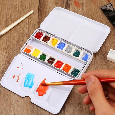 MYARTOOL Empty Watercolor Palette Tins, Metal Watercolor Tin Palette Paint Case with Fold-Out Palette Holds 48 Half Pans for DIY Watercolor Travel Palette, Acrylic Painting in Kuwait