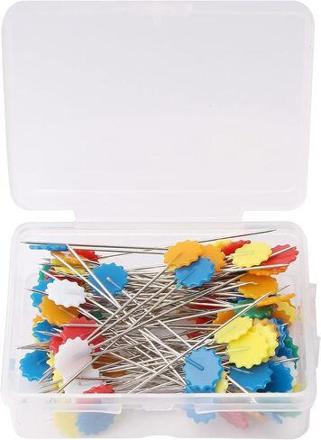 200 Pieces Flat Head Straight Pins, Flower Head Sewing Pins Quilting Pins for Sewing DIY Projects Dressmaker Jewelry Decoration, Assorted Colors in Kuwait