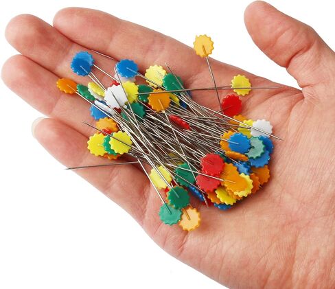200 Pieces Flat Head Straight Pins, Flower Head Sewing Pins Quilting Pins for Sewing DIY Projects Dressmaker Jewelry Decoration, Assorted Colors in Kuwait