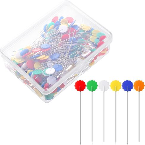 200 Pieces Flat Head Straight Pins, Flower Head Sewing Pins Quilting Pins for Sewing DIY Projects Dressmaker Jewelry Decoration, Assorted Colors in Kuwait