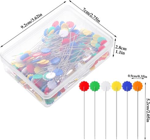 200 Pieces Flat Head Straight Pins, Flower Head Sewing Pins Quilting Pins for Sewing DIY Projects Dressmaker Jewelry Decoration, Assorted Colors in Kuwait