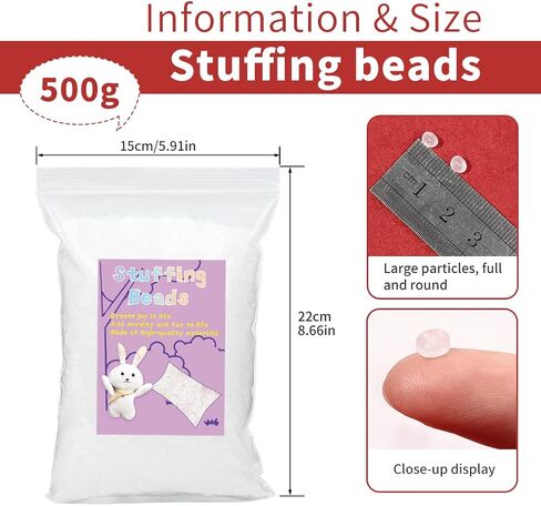 FTEVEN 200g / 7.05oz Toy Stuffing Beads, Premium Plastic Weight Stuffed Beads, Polyethylene Filler Beads, Plastic Transparent Stuffing Beads for Filling Bean Bags, Animal Toys, DIY Crafts in Kuwait
