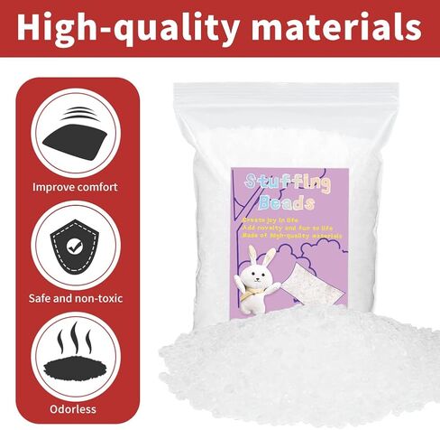 FTEVEN 200g / 7.05oz Toy Stuffing Beads, Premium Plastic Weight Stuffed Beads, Polyethylene Filler Beads, Plastic Transparent Stuffing Beads for Filling Bean Bags, Animal Toys, DIY Crafts in Kuwait