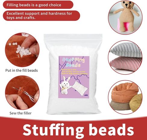 FTEVEN 200g / 7.05oz Toy Stuffing Beads, Premium Plastic Weight Stuffed Beads, Polyethylene Filler Beads, Plastic Transparent Stuffing Beads for Filling Bean Bags, Animal Toys, DIY Crafts in Kuwait