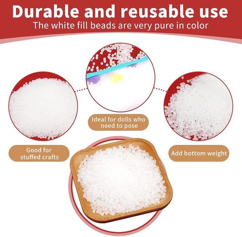 FTEVEN 200g / 7.05oz Toy Stuffing Beads, Premium Plastic Weight Stuffed Beads, Polyethylene Filler Beads, Plastic Transparent Stuffing Beads for Filling Bean Bags, Animal Toys, DIY Crafts in Kuwait