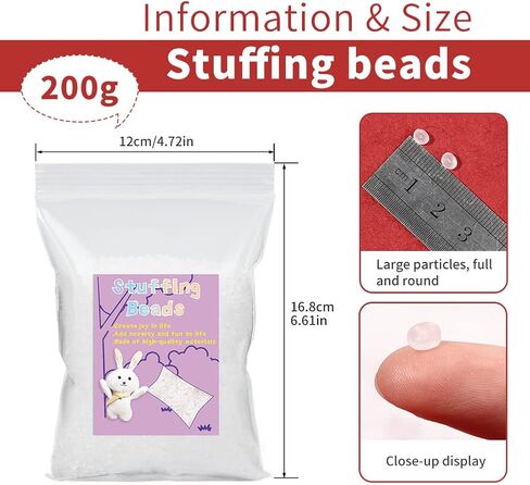 FTEVEN 200g / 7.05oz Toy Stuffing Beads, Premium Plastic Weight Stuffed Beads, Polyethylene Filler Beads, Plastic Transparent Stuffing Beads for Filling Bean Bags, Animal Toys, DIY Crafts in Kuwait