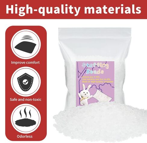 FTEVEN 200g / 7.05oz Toy Stuffing Beads, Premium Plastic Weight Stuffed Beads, Polyethylene Filler Beads, Plastic Transparent Stuffing Beads for Filling Bean Bags, Animal Toys, DIY Crafts in Kuwait