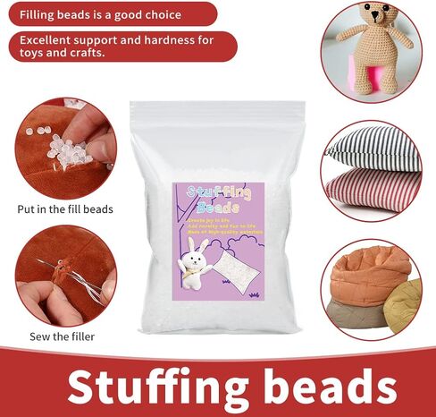 FTEVEN 200g / 7.05oz Toy Stuffing Beads, Premium Plastic Weight Stuffed Beads, Polyethylene Filler Beads, Plastic Transparent Stuffing Beads for Filling Bean Bags, Animal Toys, DIY Crafts in Kuwait