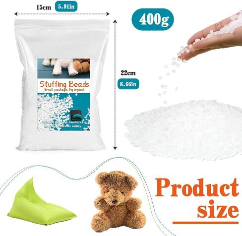 Mnuizu 300g/10.5oz Stuffing Beads, Poly Beads for Stuffing, Elastic Transparent Fill Beads for Stuffing Animals,Knitted Dolls, Bean Bags Filled Beads DIY Crafts in Kuwait