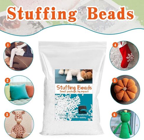 Mnuizu 300g/10.5oz Stuffing Beads, Poly Beads for Stuffing, Elastic Transparent Fill Beads for Stuffing Animals,Knitted Dolls, Bean Bags Filled Beads DIY Crafts in Kuwait