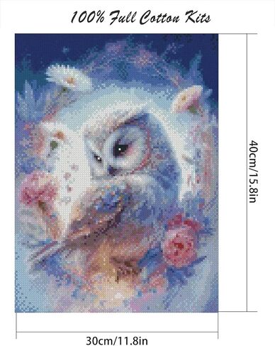 Owl Stamped Cross Stitch Kits for Adults, Animals Counted Cross Stitch Kits for Beginners, Needlepoint Cross-Stitch Patterns Embroidery Kits Arts and Crafts for Home Decor 12×16 Inch in Kuwait