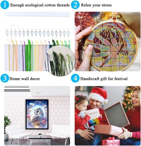 Owl Stamped Cross Stitch Kits for Adults, Animals Counted Cross Stitch Kits for Beginners, Needlepoint Cross-Stitch Patterns Embroidery Kits Arts and Crafts for Home Decor 12×16 Inch in Kuwait