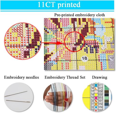 Owl Stamped Cross Stitch Kits for Adults, Animals Counted Cross Stitch Kits for Beginners, Needlepoint Cross-Stitch Patterns Embroidery Kits Arts and Crafts for Home Decor 12×16 Inch in Kuwait