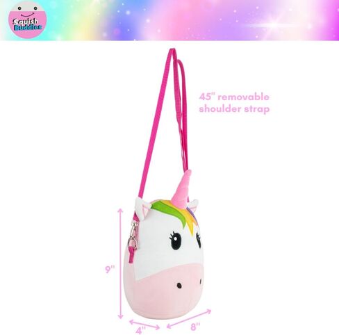 حقيبة كروس صغيرة من القطيفة الناعمة على شكل وحيد القرن من سكويش باديز للبنات، مقاس 9 بوصة in Kuwait