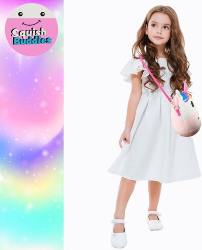 حقيبة كروس صغيرة من القطيفة الناعمة على شكل وحيد القرن من سكويش باديز للبنات، مقاس 9 بوصة in Kuwait